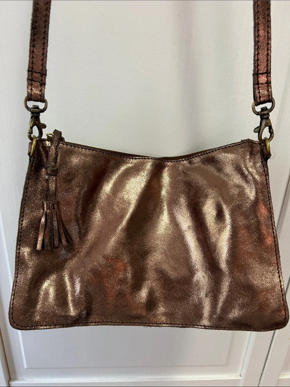 Anthropologie EAST Metallic Bronze Crossbody Bag